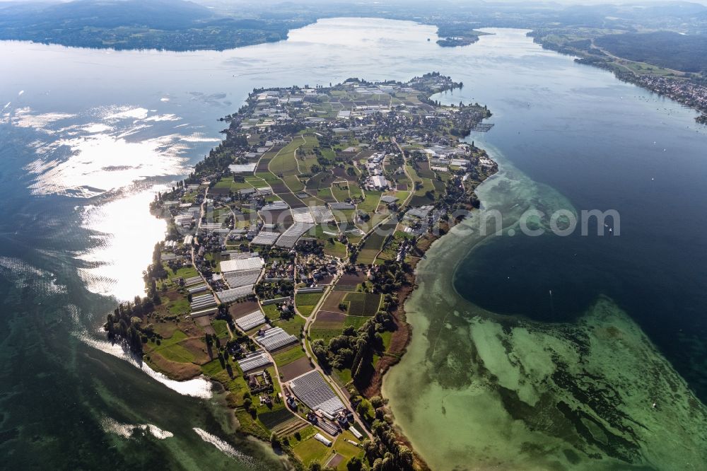 Aerial image Reichenau - Reichenau Island in the Lake Constance in Reichenau in the state Baden-Wuerttemberg, Germany