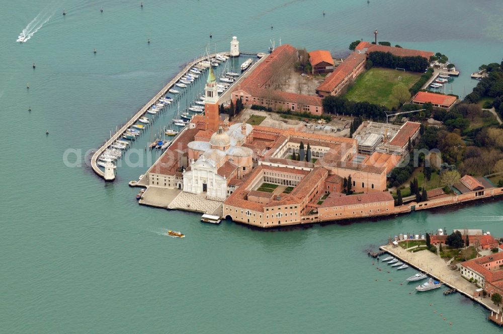 San Giorgio Maggiore from above - View of the island San Giorgio Maggiore in the province Venice in Italy