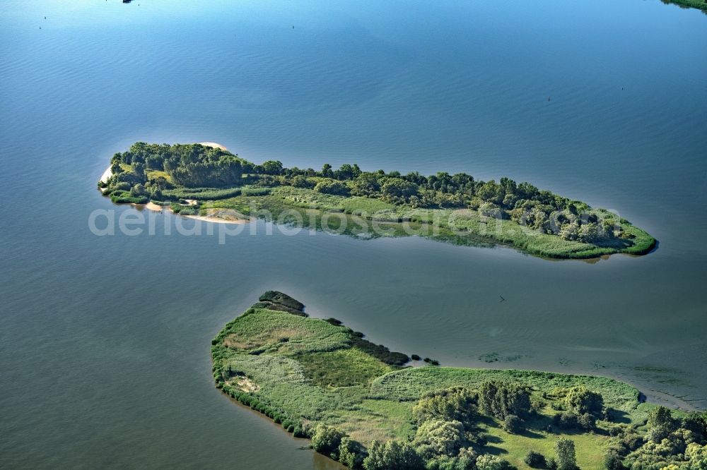 Hamburg from above - Island Schweinesand on the banks of the river course Elbe in Hamburg, Germany