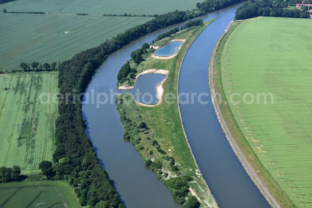Nielebock from the bird's eye view: Island Seedorf in the Elbe-Havel-Canal near Nielebock-Seedorf in the state Saxony-Anhalt