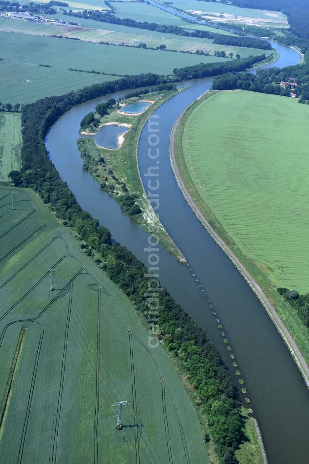Aerial image Nielebock - Island Seedorf in the Elbe-Havel-Canal near Nielebock-Seedorf in the state Saxony-Anhalt