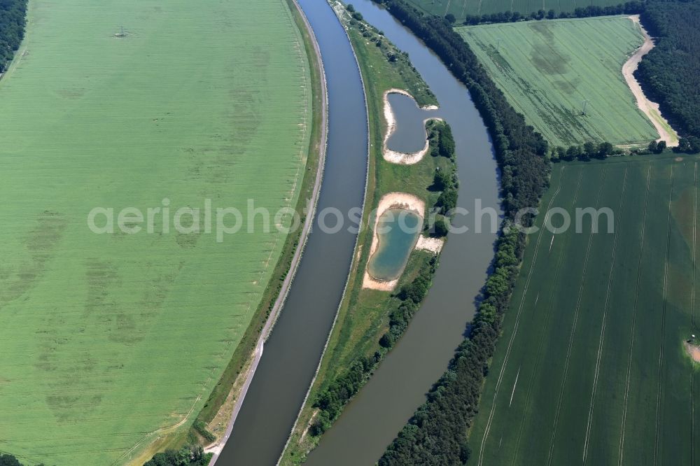 Aerial image Nielebock - Island Seedorf in the Elbe-Havel-Canal near Nielebock-Seedorf in the state Saxony-Anhalt