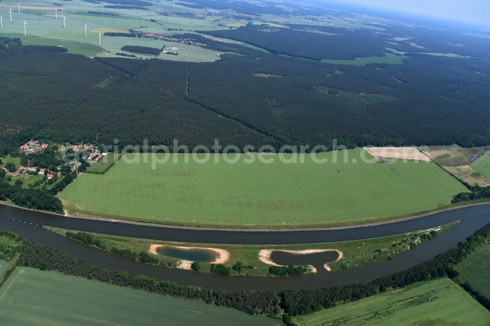 Nielebock from above - Island Seedorf in the Elbe-Havel-Canal near Nielebock-Seedorf in the state Saxony-Anhalt
