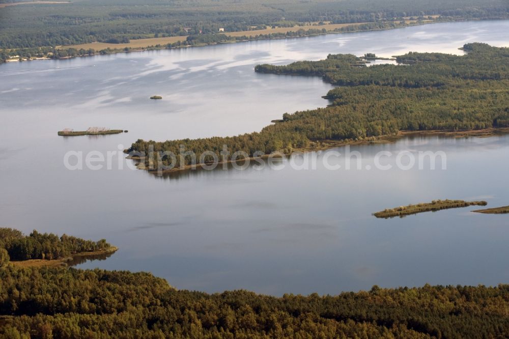 Aerial image Senftenberg - Island in the Senftenberger Lake in Senftenberg in the state Brandenburg