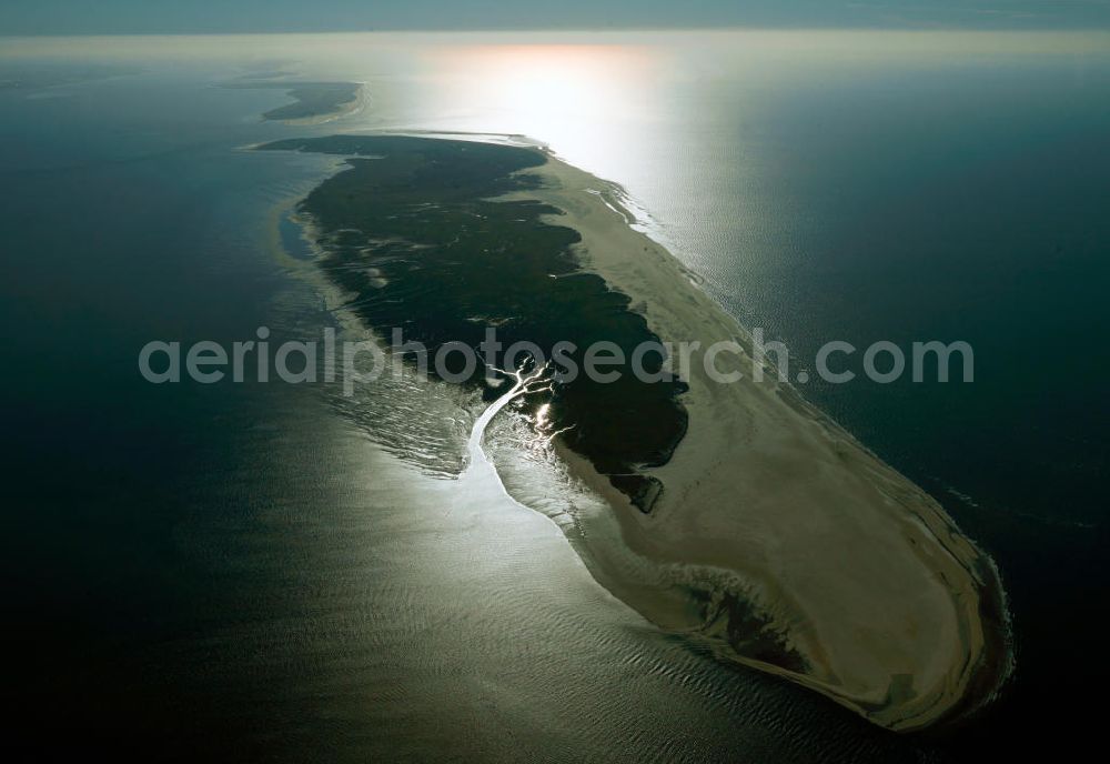 Aerial photograph Spiekeroog - Spiekeroog is one of the East Frisian Islands, off the North Sea coast. The island is - with the exception of fire and rescue vehicles - free of cars. A daily ferry service from the harbour of Neuharlingersiel connects the island with the German mainland