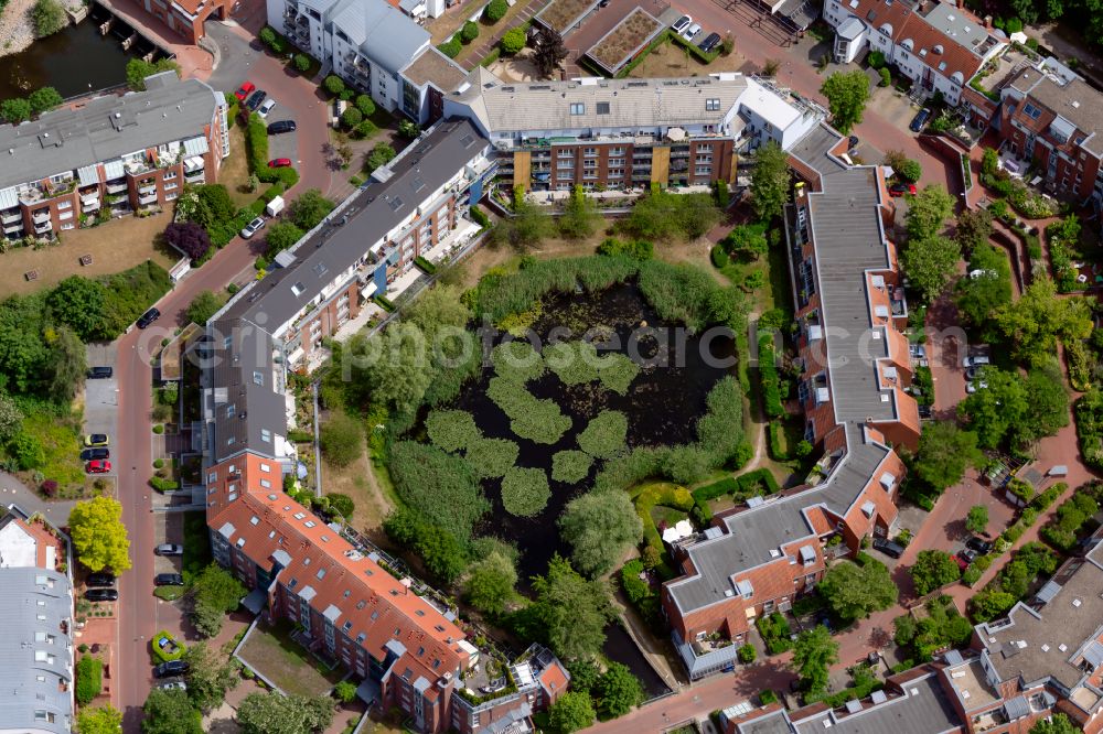 Hannover from above - Island on the banks of the river course of Leine in the district Wuelfel in Hannover in the state Lower Saxony, Germany