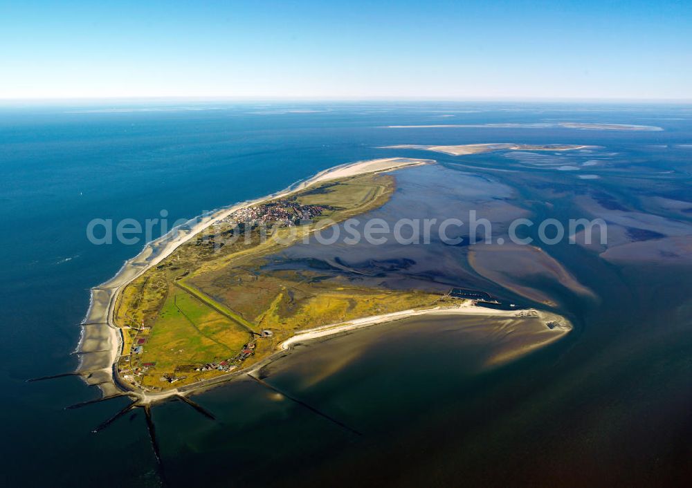 Wangerooge from the bird's eye view: Wangerooge is one of the East Frisian Islands. It is also a municipality in the district of Friesland in Lower Saxony in Germany