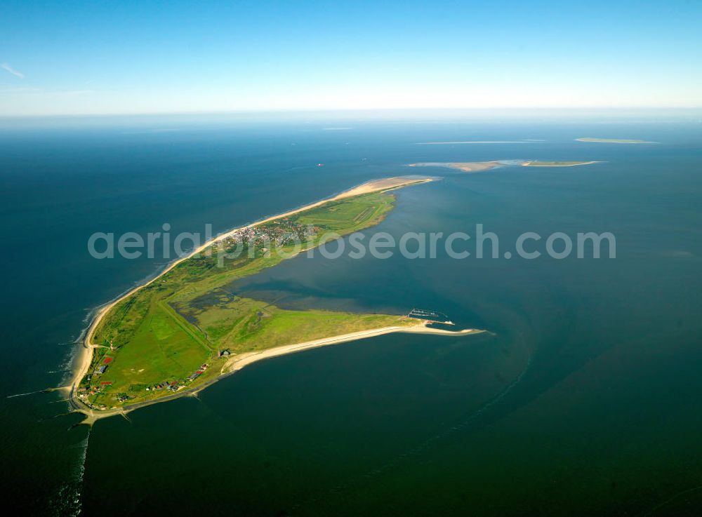 Wangerooge from above - Wangerooge is one of the East Frisian Islands. It is also a municipality in the district of Friesland in Lower Saxony in Germany