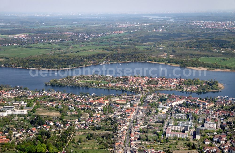 Werder (Havel) from above - Island area Werder with the village center in Werder (Havel) in the state Brandenburg, Germany