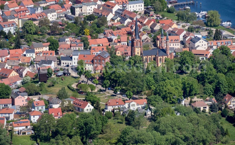 Aerial photograph Werder (Havel) - Island area Werder with the village center in Werder (Havel) in the state Brandenburg, Germany