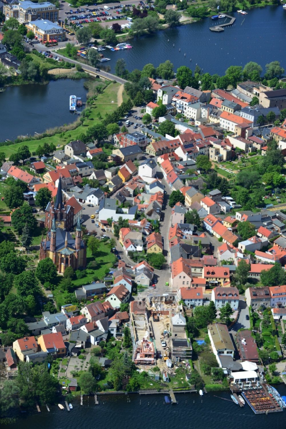 Aerial photograph Werder Havel - Island to the Werder meadows on the banks of the Havel in Werder in Brandenburg