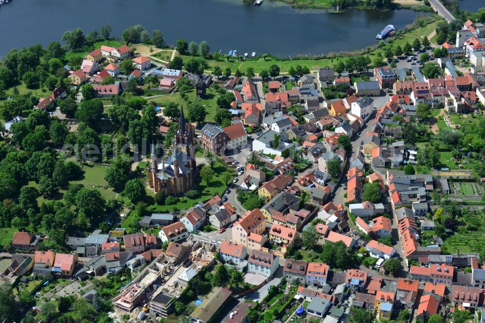 Werder Havel from the bird's eye view: Island to the Werder meadows on the banks of the Havel in Werder in Brandenburg