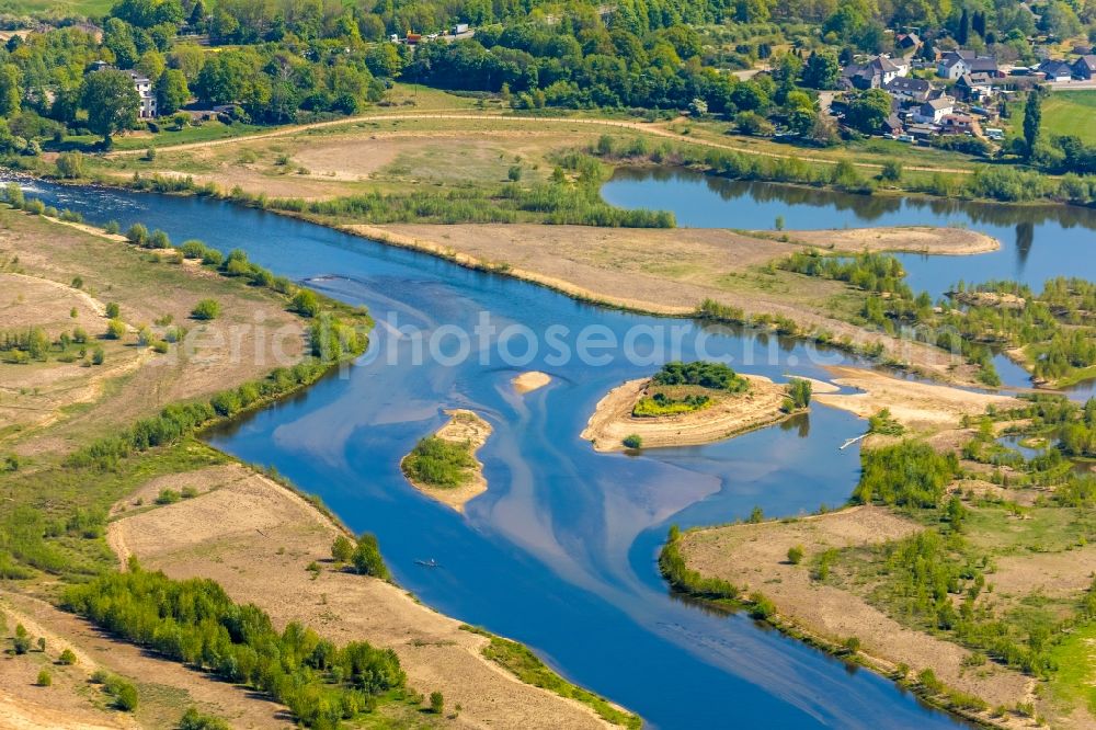 Aerial image Lippedorf - Islands in the mouth of the river Lippe near Lippedorf in the state of North Rhine-Westphalia, Germany