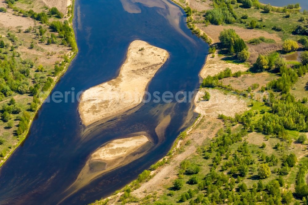 Aerial photograph Lippedorf - Islands in the mouth of the river Lippe near Lippedorf in the state of North Rhine-Westphalia, Germany