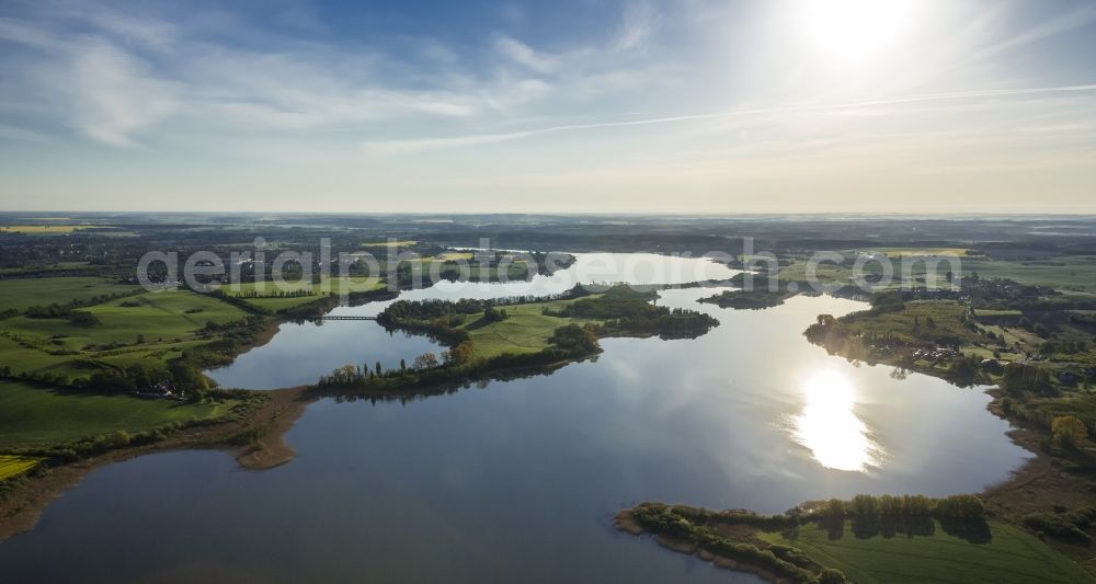 Güstrow from above - View of the lake Inselsee near Guestrow in the state Mecklenburg-West Pomerania