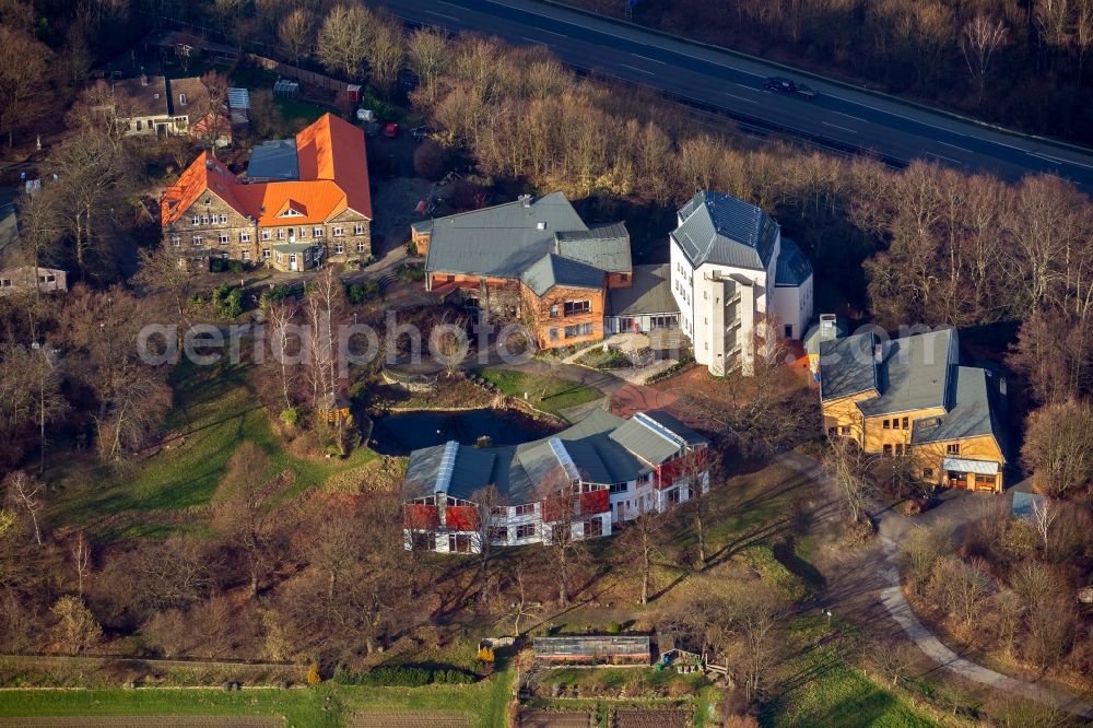 Witten from the bird's eye view: Buildings of the Institue for Waldorf Education, a training center for teachers at Waldorf schools, in Witten on the motorway A44 in the state North Rhine-Westphalia