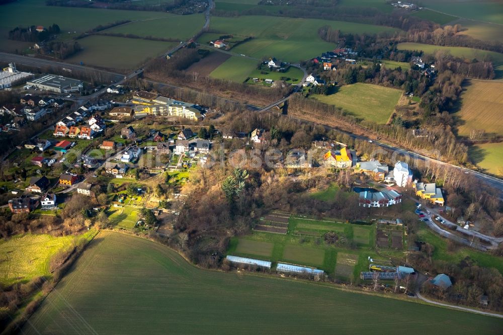 Witten from above - Buildings of the Institue for Waldorf Education, a training center for teachers at Waldorf schools, in Witten on the motorway A44 in the state North Rhine-Westphalia