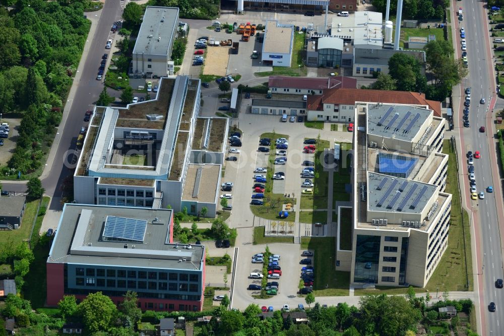 Aerial image Magdeburg OT Lemsdorf - Building site of the institute building Leibniz Institut for neuro biology at the medical faculty Otto-von-Guericke University