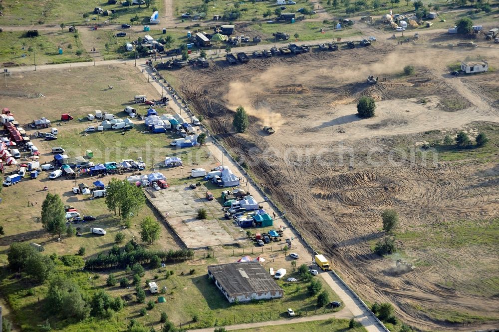 Aerial photograph Borne Sulinowo / Groß Born - View of the site of the 8th International Military Vehicle Rally The tracks and horseshoe in Großborn in the province of Westpommern