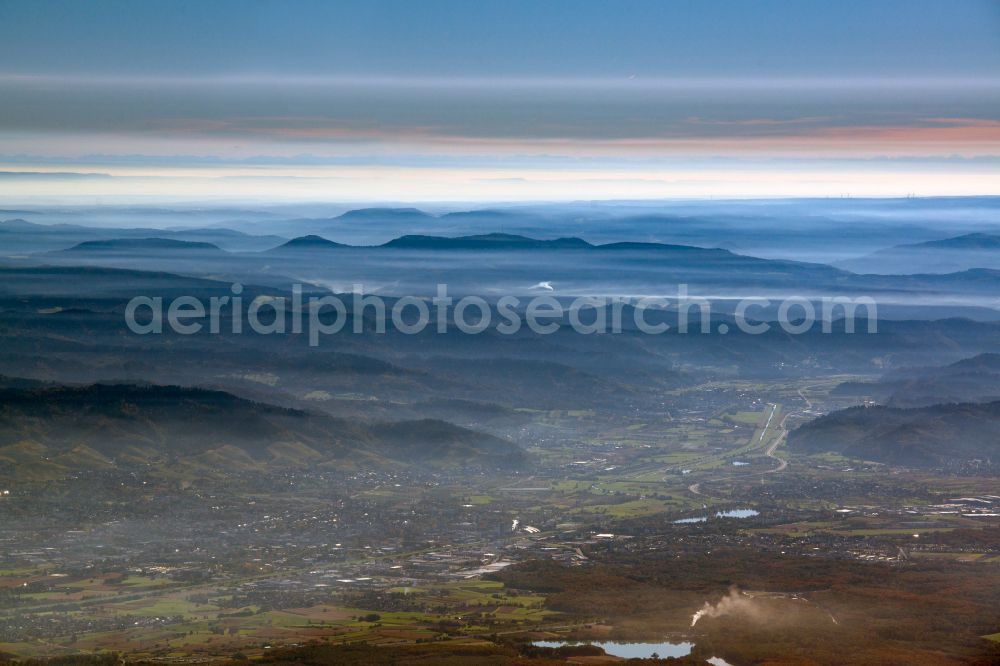 Aerial image Durbach - Inversion - Weather conditions at the horizon at Durbach in the state Baden-Wuerttemberg, Germany