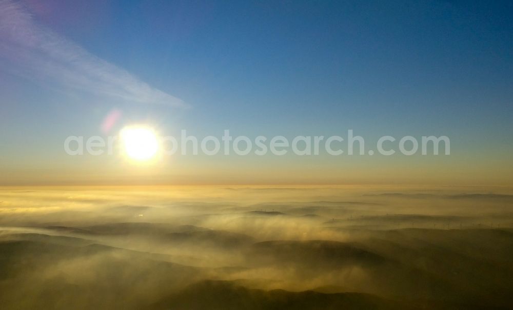 Friedland from above - Inversion - Weather conditions at the horizon in Friedland in the state Lower Saxony, Germany