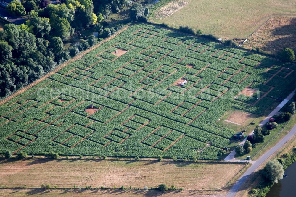 Aerial image Beaugency - Maze - Labyrinth on Beaugency in Beaugency in Centre-Val de Loire, France