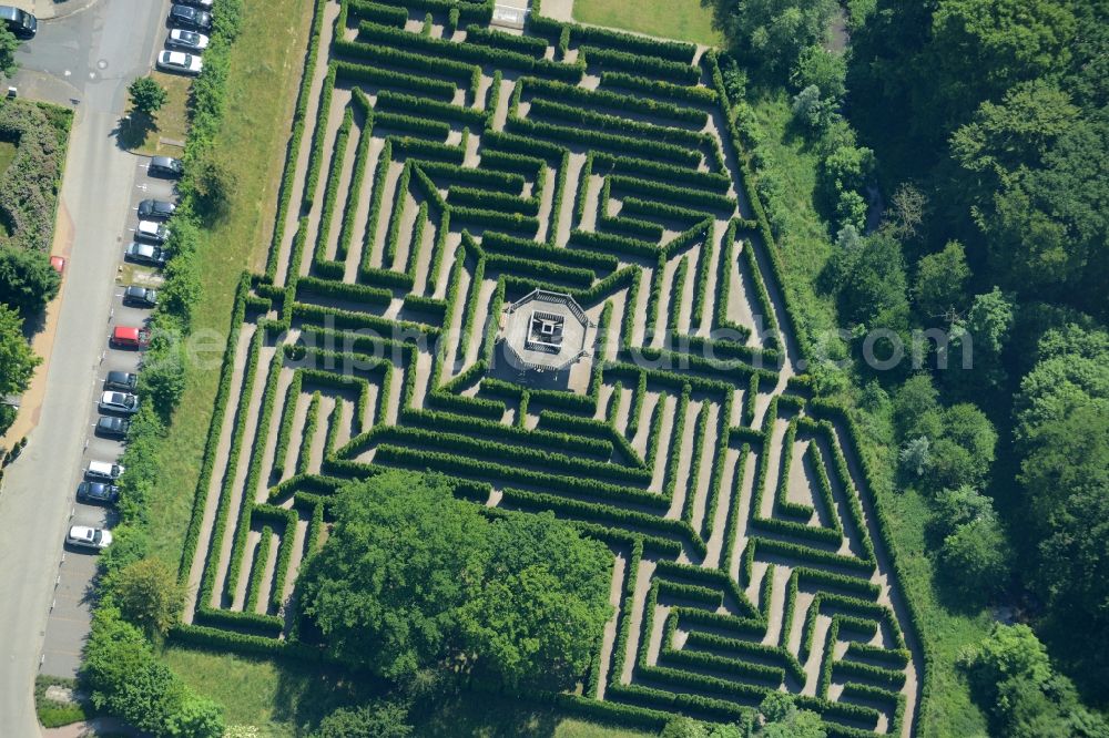 Aerial photograph Bad Salzuflen - Maze - Labyrinth in Bad Salzuflen in the state North Rhine-Westphalia