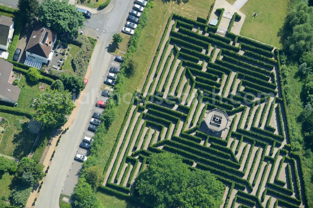 Bad Salzuflen from above - Maze - Labyrinth in Bad Salzuflen in the state North Rhine-Westphalia