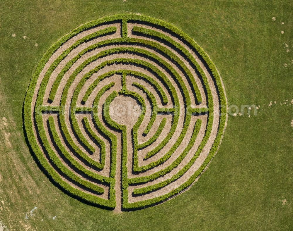 Winterberg from the bird's eye view: Maze - Labyrinth on Park in the education center of St. Boniface Elkeringhausen e. V. in Winterberg in the state North Rhine-Westphalia