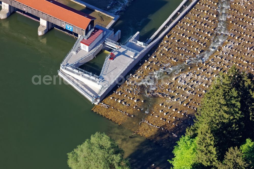 Baierbrunn from above - Isarwehr near Baierbrunn in the district of Munich in the state of Bavaria