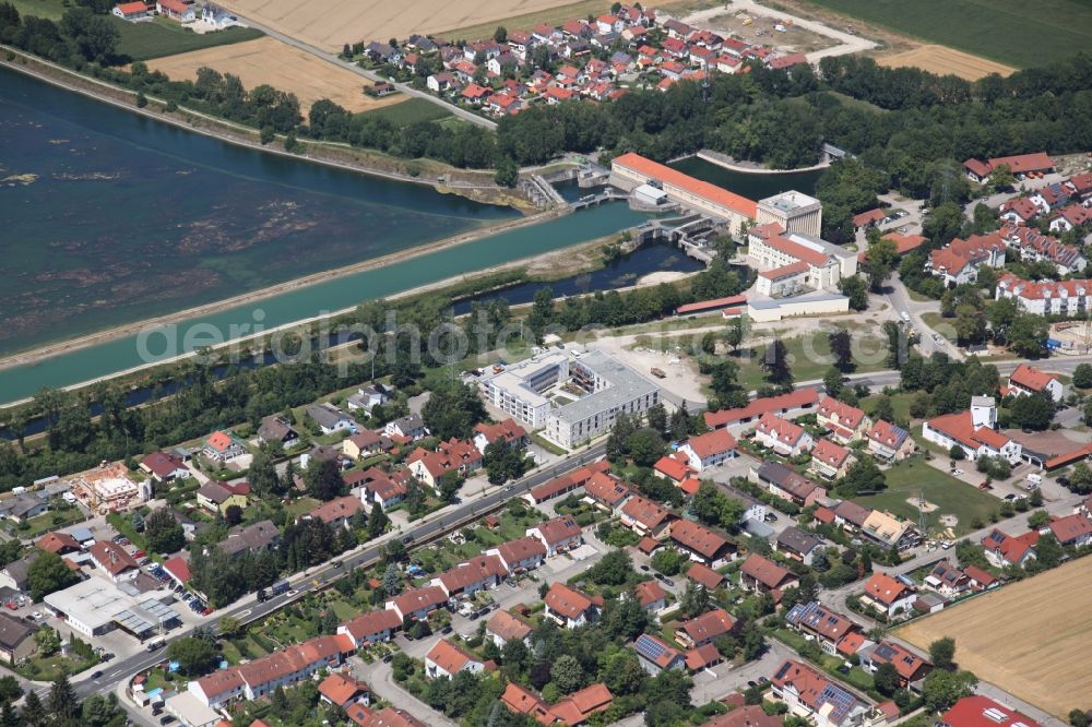 Finsing from the bird's eye view: Impoundment and shore areas at the lake Ismaninger Speichersees in Finsing in the state Bavaria