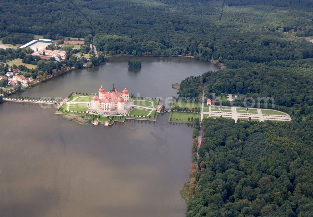 Moritzburg from the bird's eye view: The baroque castle Moritzburg in Saxony