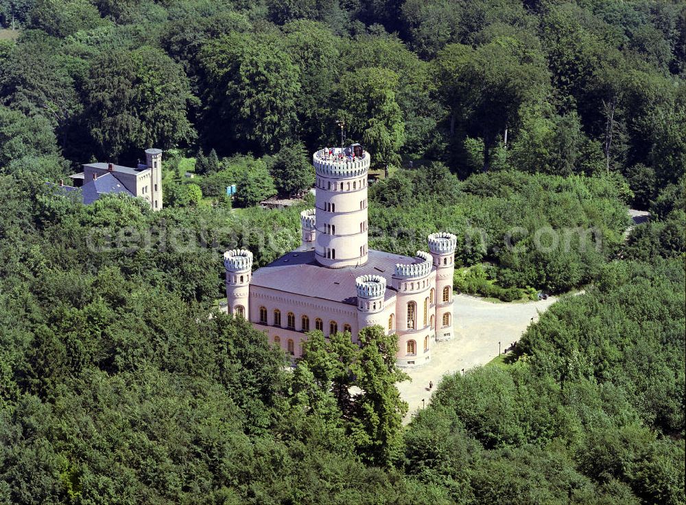 Aerial photograph Binz - Blick auf das Jagdschloss Granitz, es befindet sich auf der Insel Rügen in der Nähe des Badeortes Binz. Mit über 200.000 Besuchern im Jahr ist es das meistbesuchte Schloss in Mecklenburg-Vorpommern. Look at the hunting lodge Granitz, it is located on the island of Ruegen, near the seaside resort of Binz. With over 200,000 visitors a year, it is the most visited castle in Mecklenburg-Vorpommern.