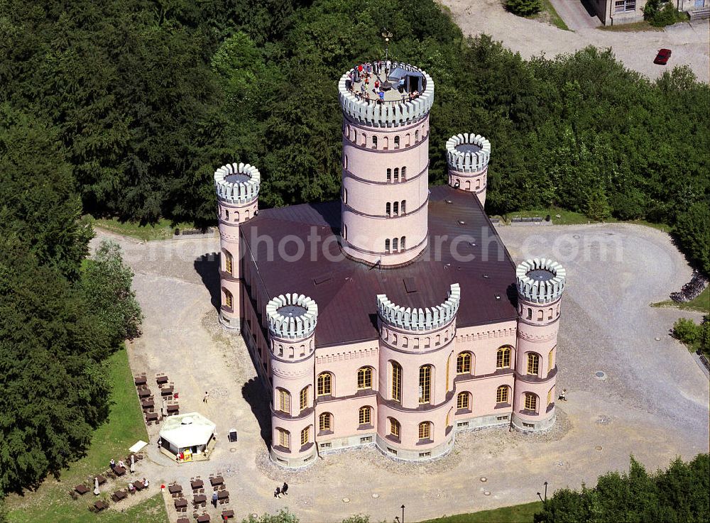 Binz from above - Blick auf das Jagdschloss Granitz, es befindet sich auf der Insel Rügen in der Nähe des Badeortes Binz. Mit über 200.000 Besuchern im Jahr ist es das meistbesuchte Schloss in Mecklenburg-Vorpommern. Look at the hunting lodge Granitz, it is located on the island of Ruegen, near the seaside resort of Binz. With over 200,000 visitors a year, it is the most visited castle in Mecklenburg-Vorpommern.