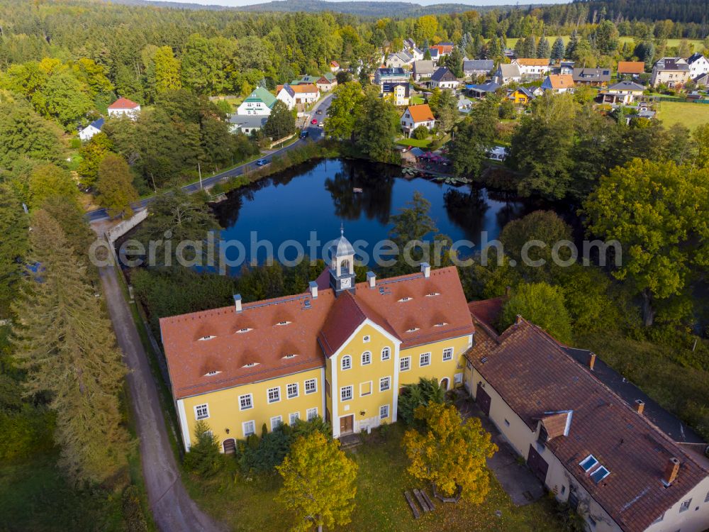 Tharandt from above - Grillenburg hunting lodge in Tharandt in the state of Saxony, Germany