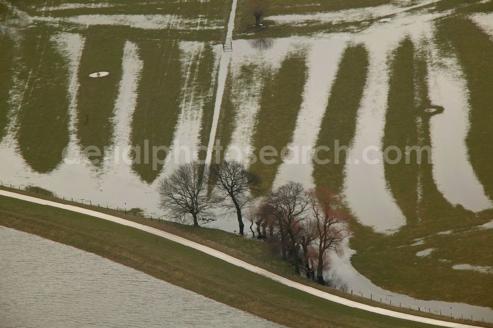 Hitzacker from above - Century - Flood - Flooding on the banks of the Elbe in Lower Saxony in Hitzacker