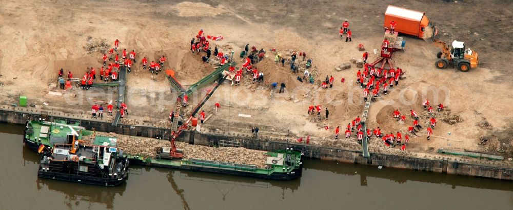 Aerial image Hitzacker - Century - Flood - Flooding on the banks of the Elbe in Lower Saxony in Hitzacker