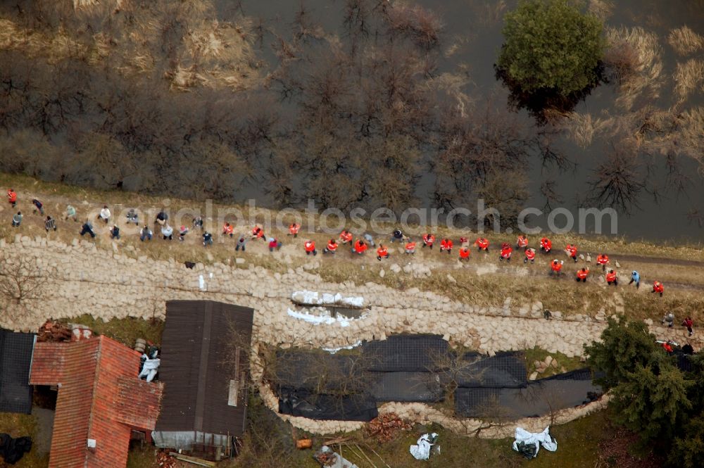 Aerial photograph Hitzacker - Century - Flood - Flooding on the banks of the Elbe in Lower Saxony in Hitzacker