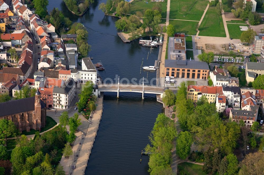 Aerial photograph Brandenburg an der Havel - Jahrtausendbruecke in Brandenburg an der Havel in the state Brandenburg, Germany