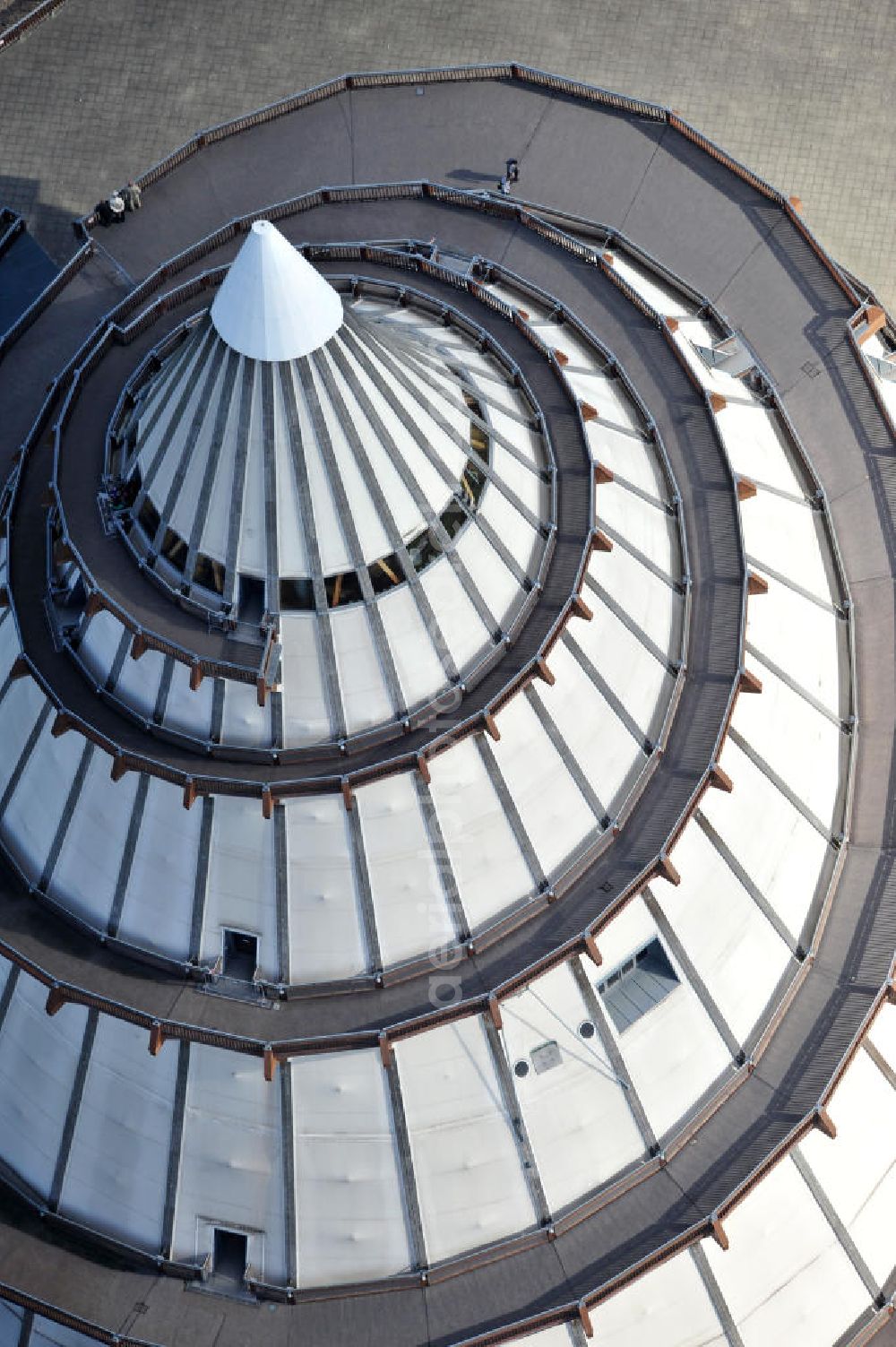 Aerial image Magdeburg - Der Jahrtausendturm im Elbauenpark in Sachsen-Anhalt, ist auch als die BUGA - Pyramide bekannt. Der Jahrtausendturm in Magdeburg ist mit 60 Metern Höhe das höchste Holzgebäude Deutschlands. Betreiber ist die Messe- und Veranstaltungsgesellschaft Magdeburg GmbH. View of the Millennium Tower in Elbauenpark. The Millennium Tower in Magdeburg is 60 meters and it is the tallest wooden building in Germany.