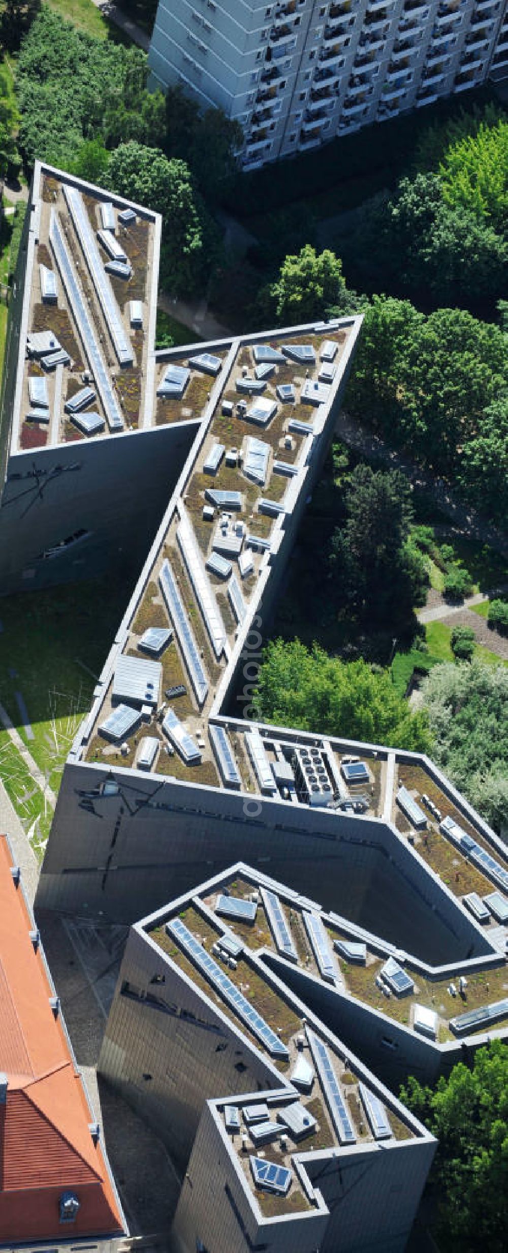 Berlin Kreuzberg from above - The Jewish Museum Berlin at the street Lindenstrasse