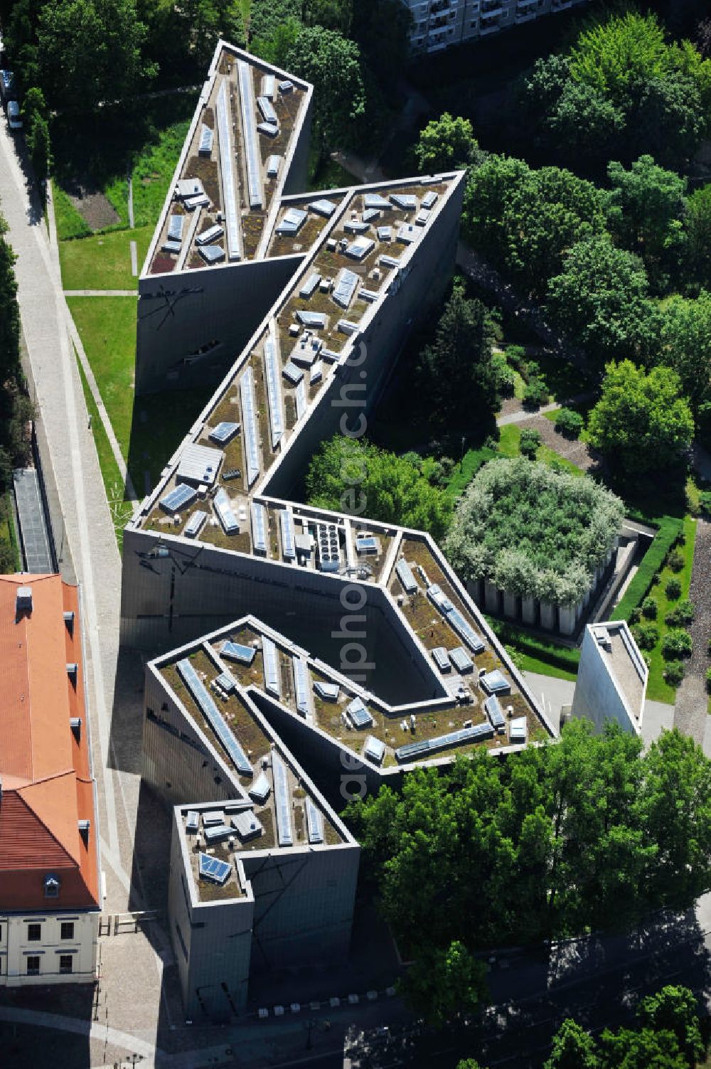 Aerial image Berlin Kreuzberg - The Jewish Museum Berlin at the street Lindenstrasse