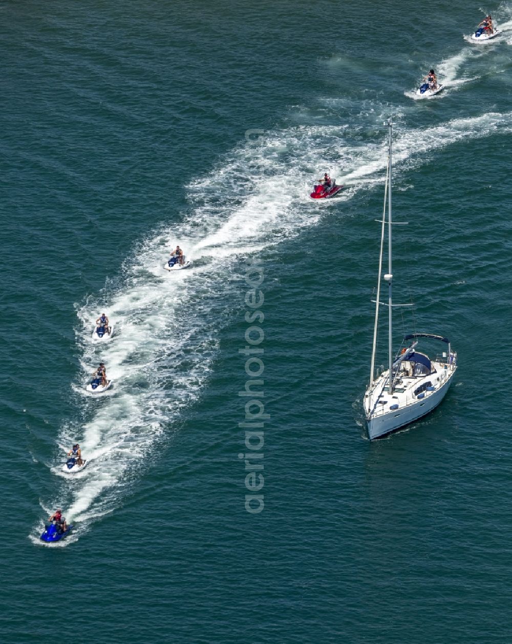 Aerial image Agde - Jet Ski - Watercraft ride off the coast of Agde in France