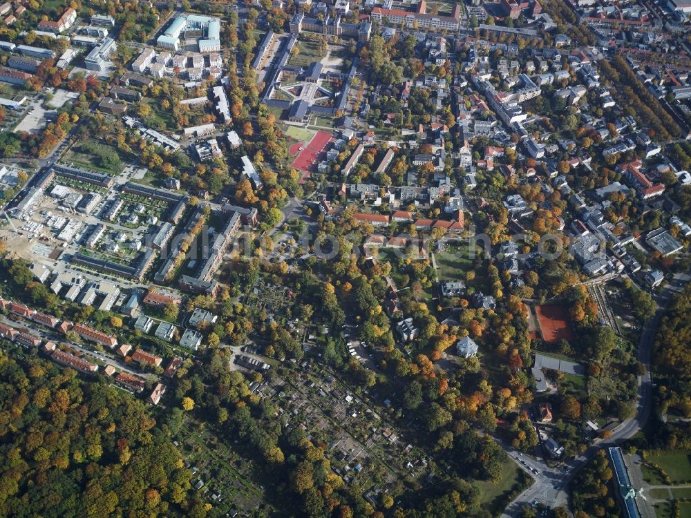 Aerial image Potsdam - View of the district Jaegervorstadt in Potsdam in the state Brandenburg