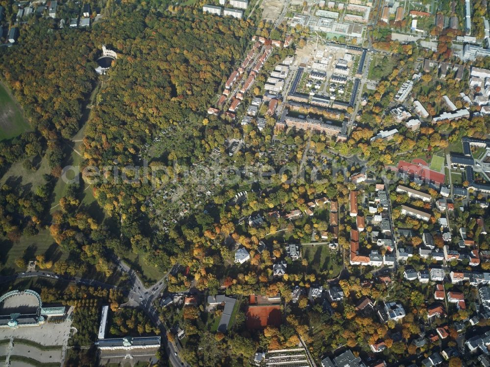 Potsdam from the bird's eye view: View of the district Jaegervorstadt in Potsdam in the state Brandenburg