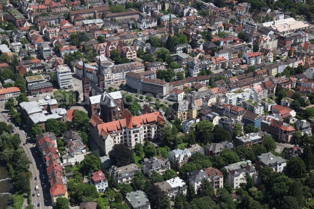 Aerial photograph Freiburg im Breisgau - Johanneschurch in Freiburg im Breisgau in the state of Baden-Württemberg