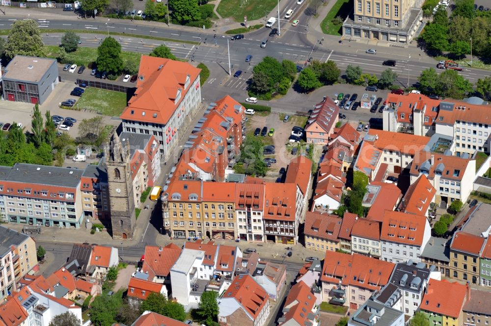 Erfurt from above - John Tower and the Augustinian monastery in the Old Town of Erfurt in Thuringia