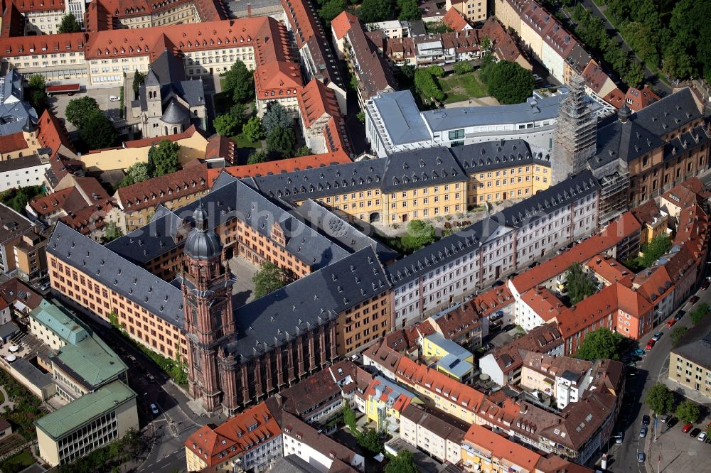 Würzburg from the bird's eye view: Complex of the Faculty in the building of the Old University in the center of Würzburg in Bavaria. http://