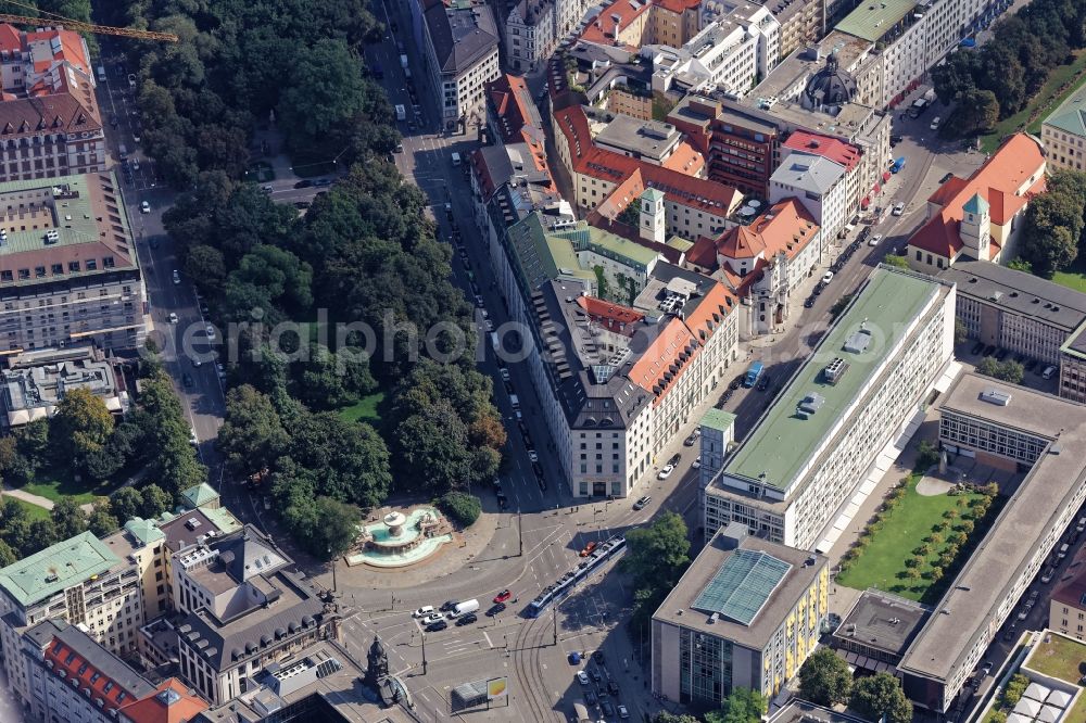 München from above - City view around Lenbachplatz in Munich in the state Bavaria