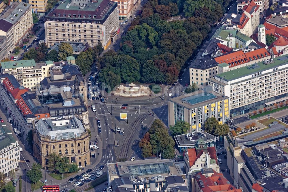 Aerial image München - City view of the city area of Lenbachplatz in Munich in the state Bavaria, Germany